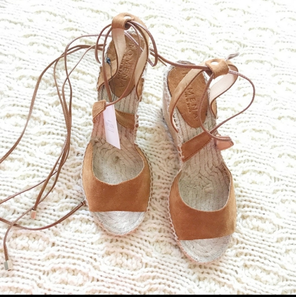 Romena genuine leather handmade lace up espadrille